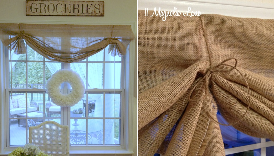 Burlap valance diy