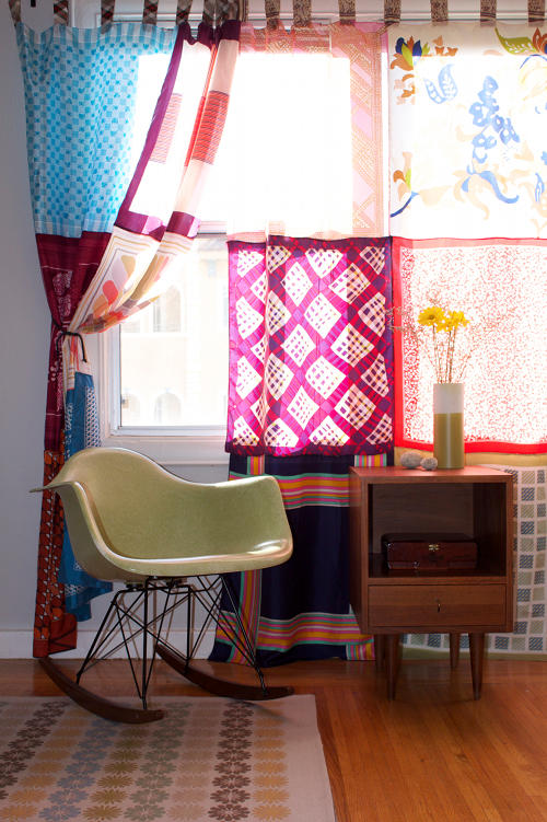 Create a curtain for window from different scarfs