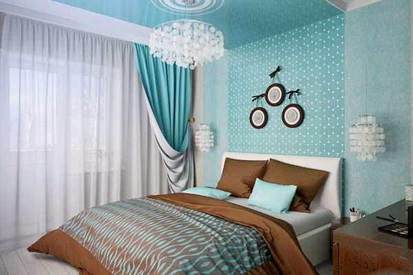 Бирюзово-голубая спальня
