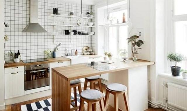 кухня гостиная в современном скандинавском стиле 