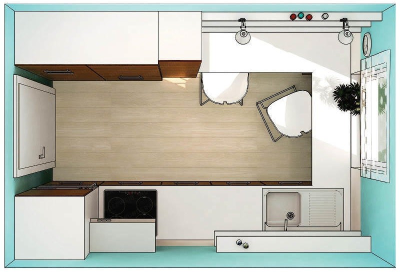 План-схема размещения мебели на маленькой кухне
