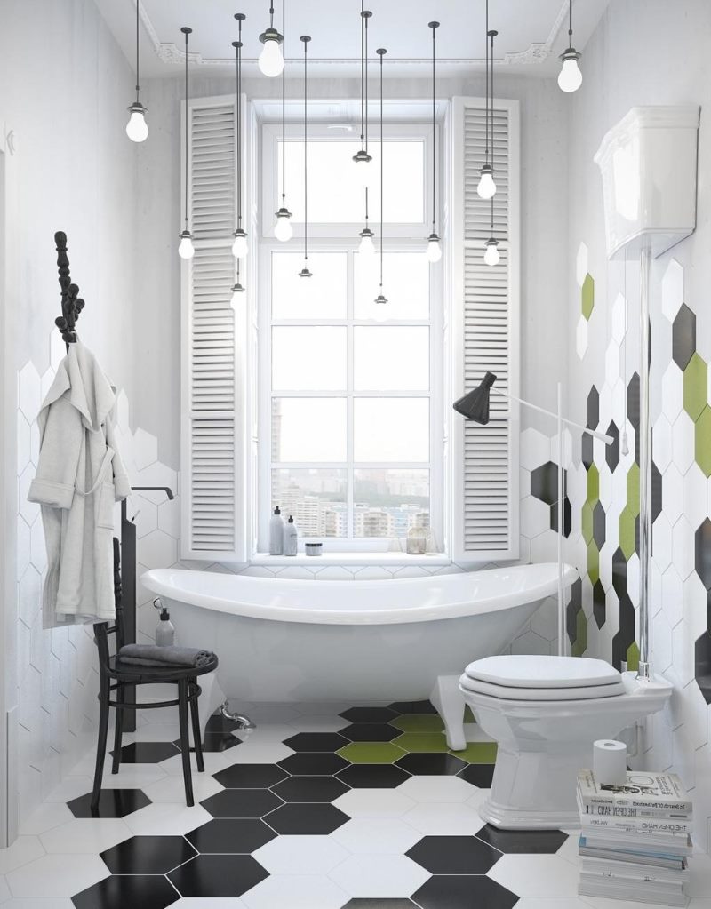 Светлая ванная комната в скандинавском стиле