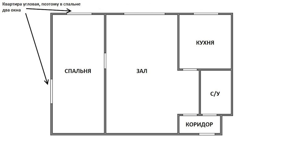 План двушки до перепланировки в удобную трешку