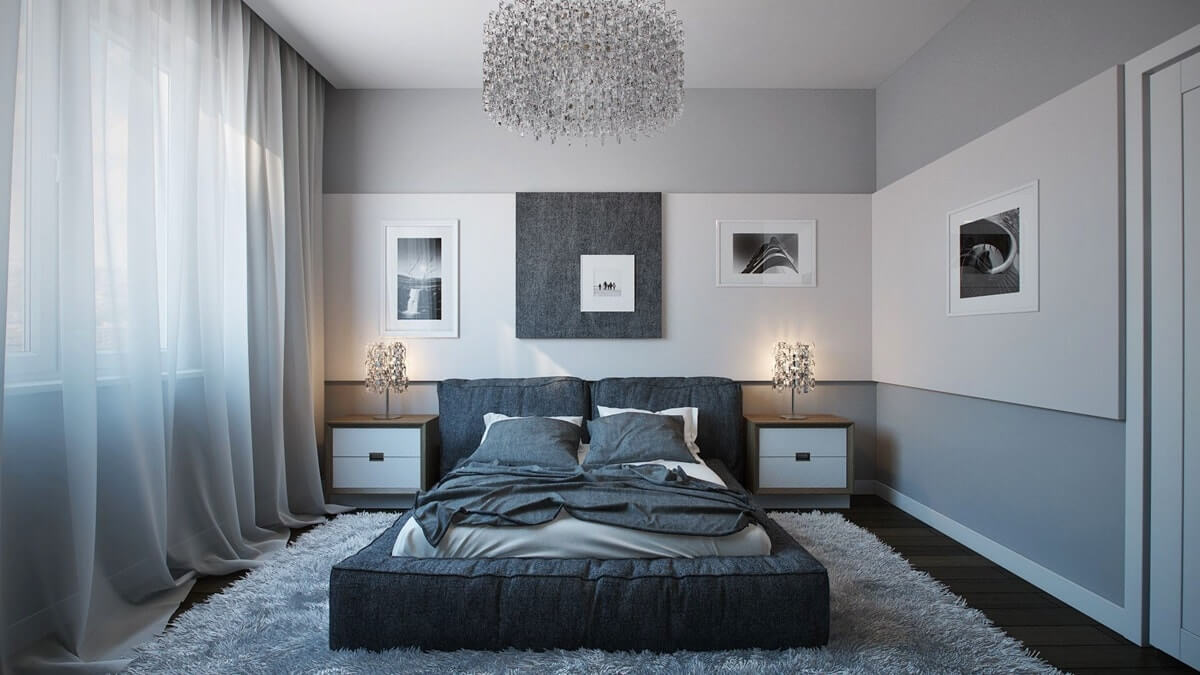 серые обои в спальне фото дизайн