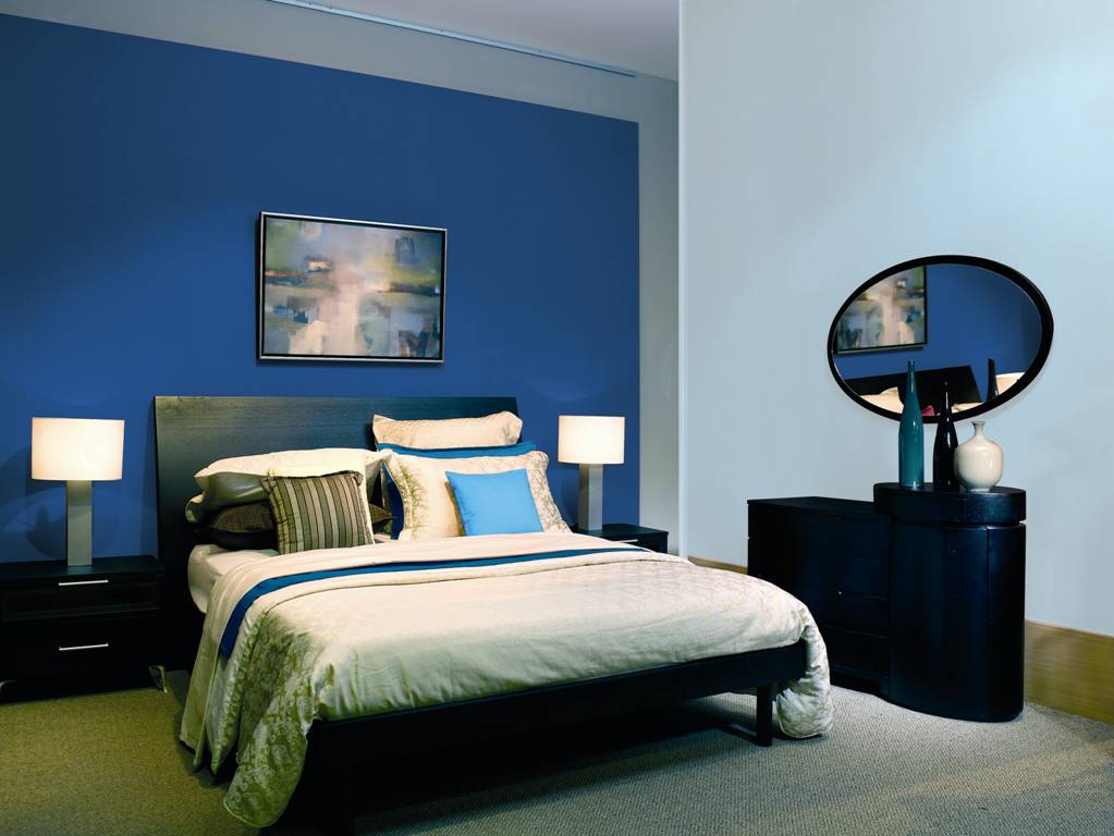 дизайн спальни в синих тонах
