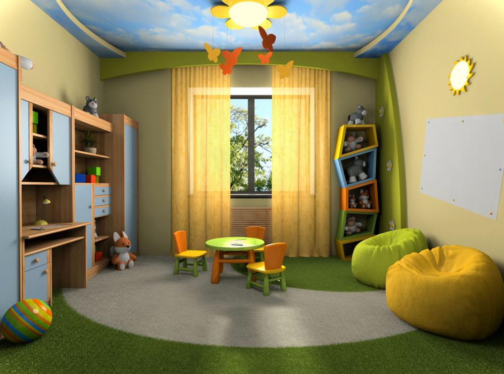 интерьер детской комнаты в зеленом цвете