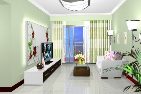 дизайн гостиной в зеленых тонах фото