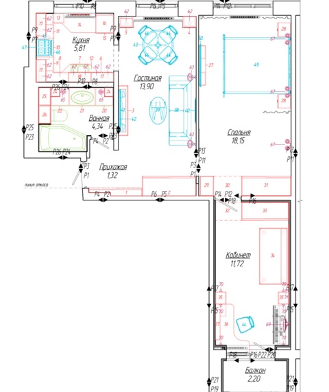 планировка 3 комнатной квартиры 60 кв м