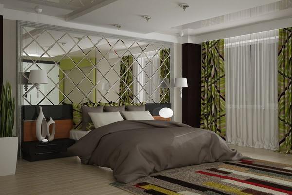 Использование зеркал в маленькой спальне позволит визуально увеличить площадь помещения