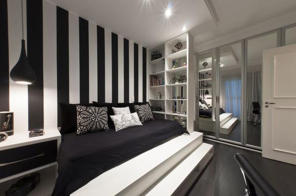 Изумительное сочетание элегантного чёрного и утончённого белого в оформлении спальни является универсальным и может применяться в качестве составляющей интерьера в любом стиле