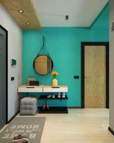 Сделать коридор и прихожую интересными и необычными можно при помощи отделки стен яркими красками
