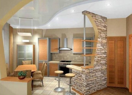 Виды гипсокартонных потолков на кухне