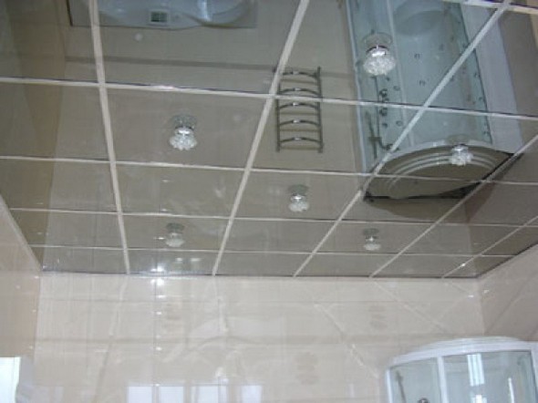подвесной потолок в ванной комнате Зеркала