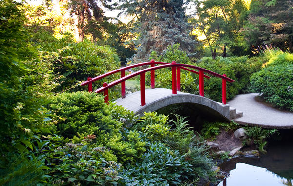 Мост в японском саду должен быть изогнутым