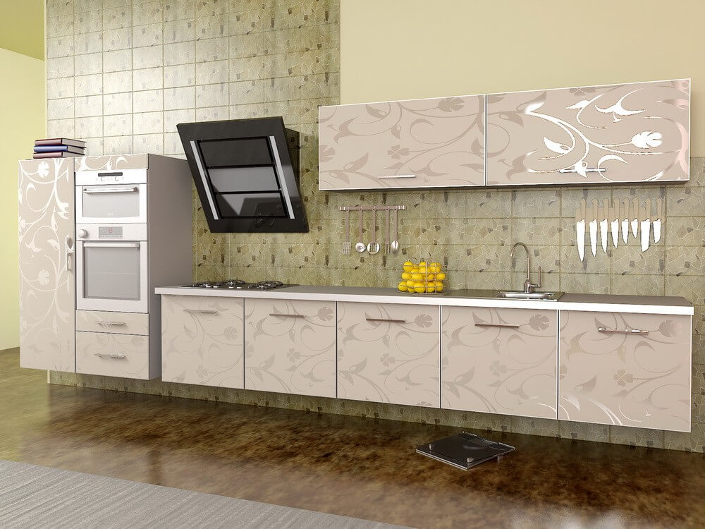 Акриловый кухонный гарнитур с рисунком