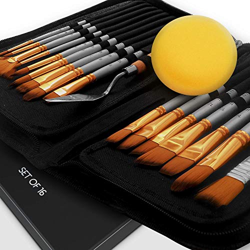 Benicci Paint Brush Set of 16 – 15 Different Shapes + 1...