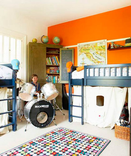 Оранжевый цвет в интерьере детской комнаты 3