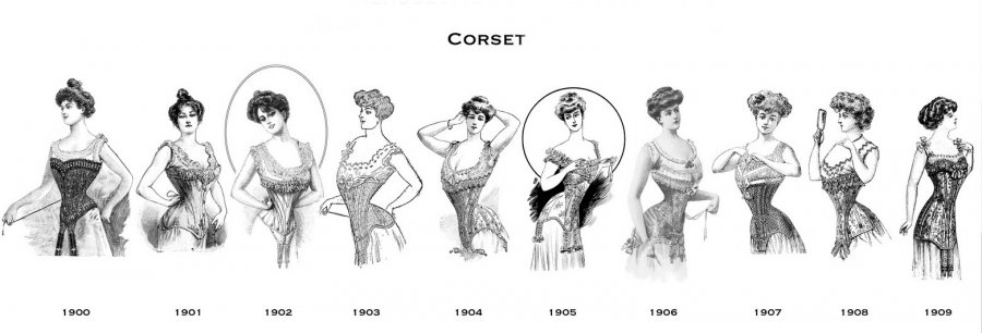 корсеты в одежде 1900-е