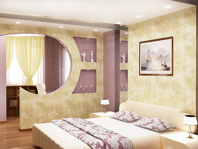 Дизайн перегородок из гипсокартона в спальне
