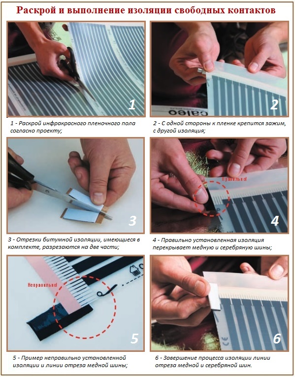 Изоляция свободных контактов инфракрасного пола