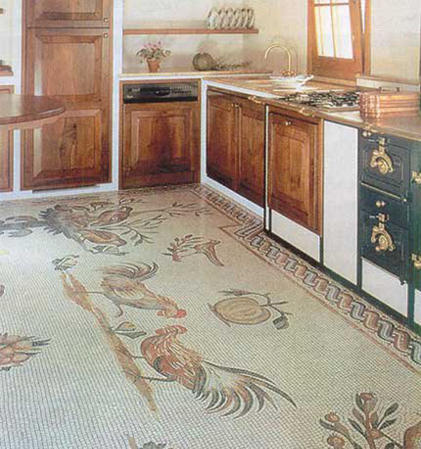 мозаика на пол на кухне