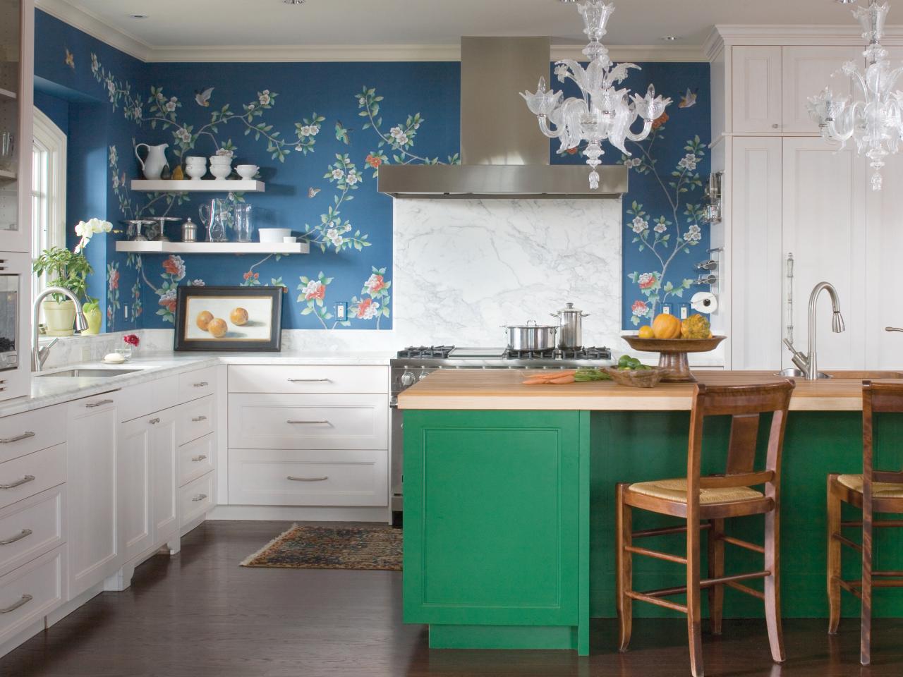 Зелено-голубая кухня