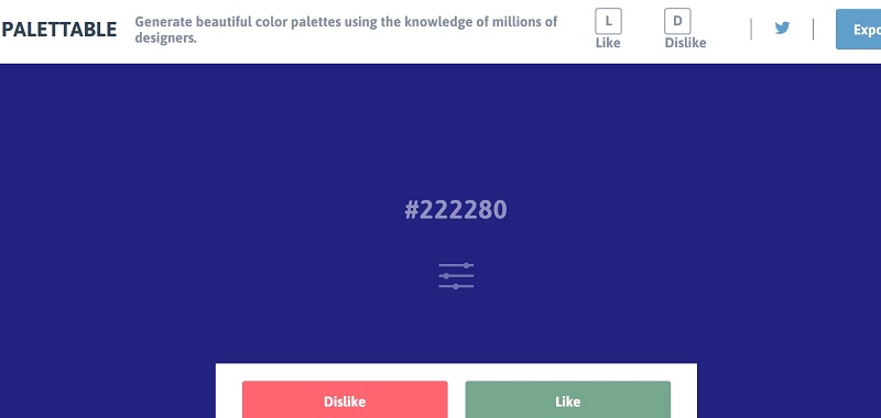 Сервисы для подбора цвета для сайта_palettable.io