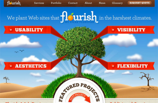 Эффективные схемы выбора цвета для сайта_страница Florida Flourish