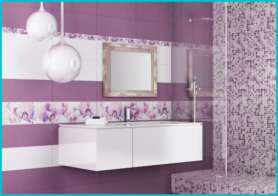 Дизайн фиолетовой ванной комнаты