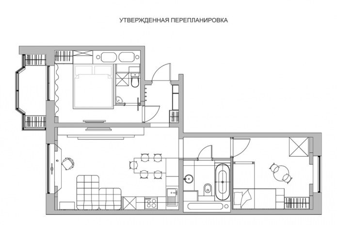 Описание: Перепланировка квартиры 60 кв. м.