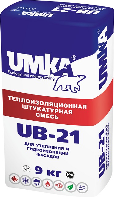 Один из видов теплых фасадных штукатурок – популярный состав «Umka UB-21»