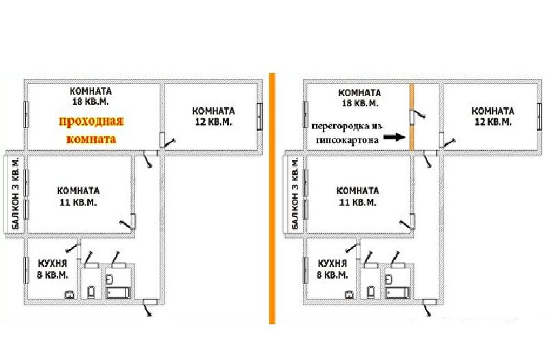 Перепланировка трехкомнатной квартиры в хрущевке