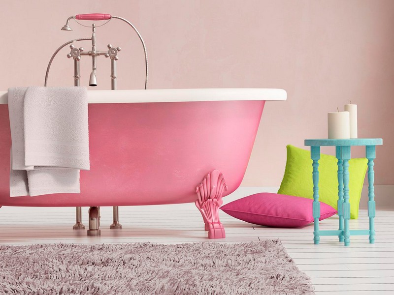 дизайн ванной комнаты розового цвета фото