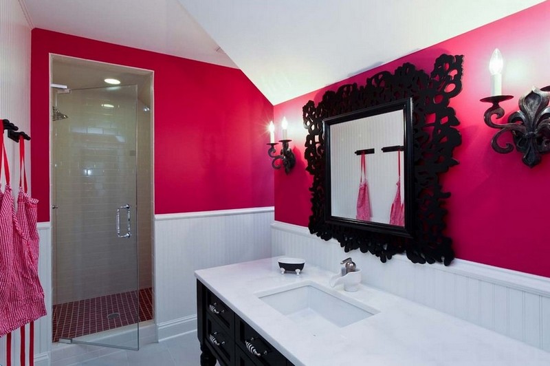 розово черная ванная фото