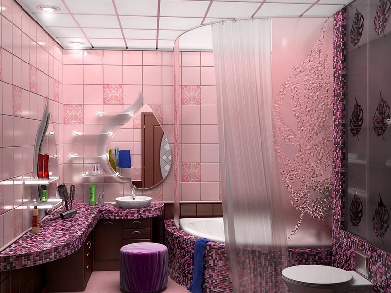ванная комната в розовых тонах фото