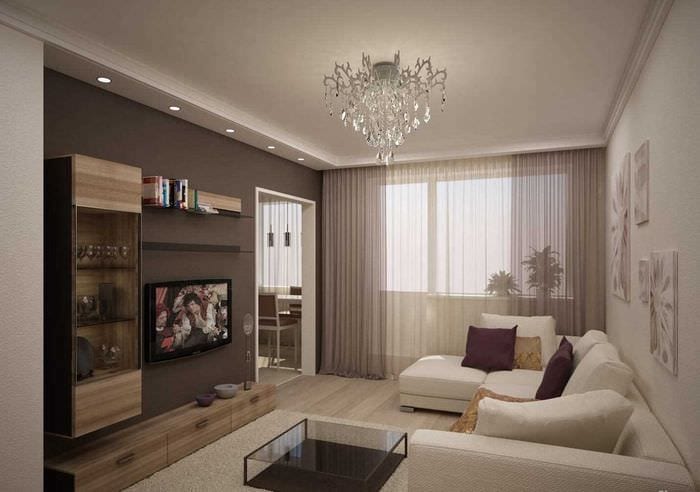 пример яркого дизайна современной квартиры 65 кв.м
