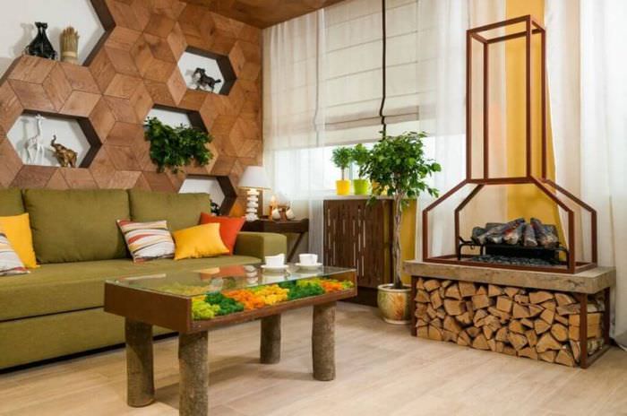 Дизайн квартиры с дровяным камином