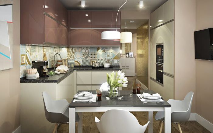 Дизайн кухни с обеденной зоной в двухкомнатной квартире