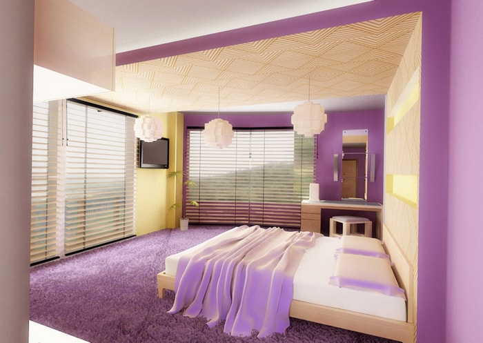 спальня в фиолетовых тонах